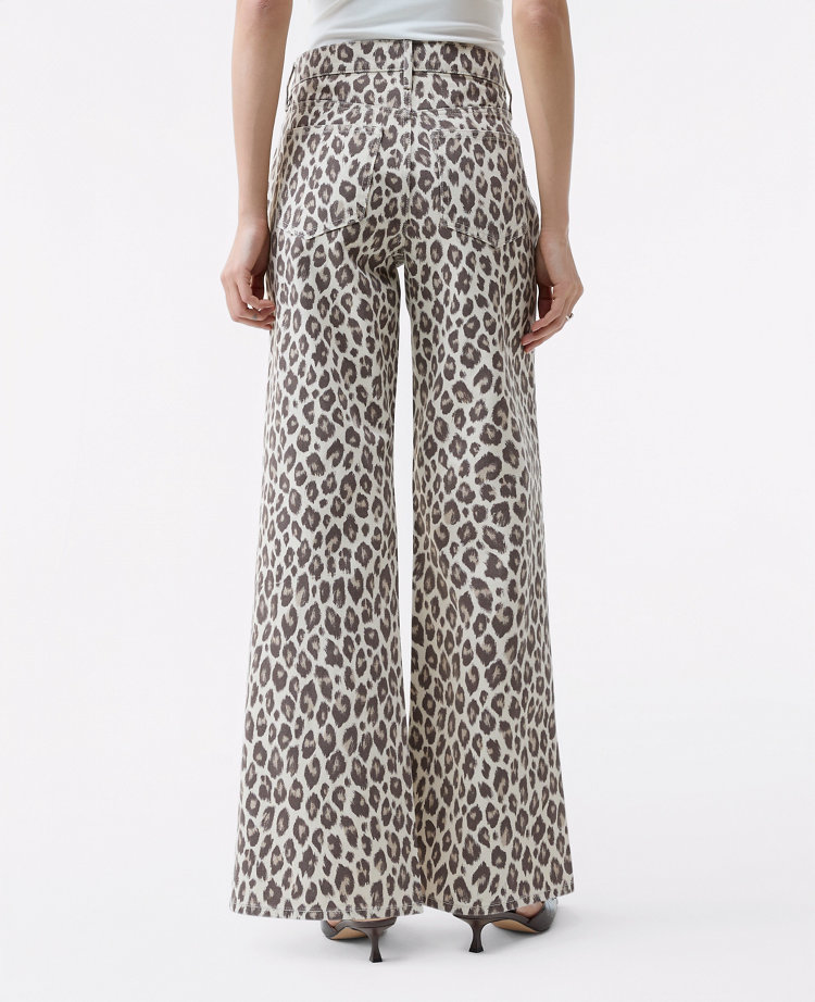 Ann Taylor The Wide-Leg Jean Animal Print Pale Linen Women's