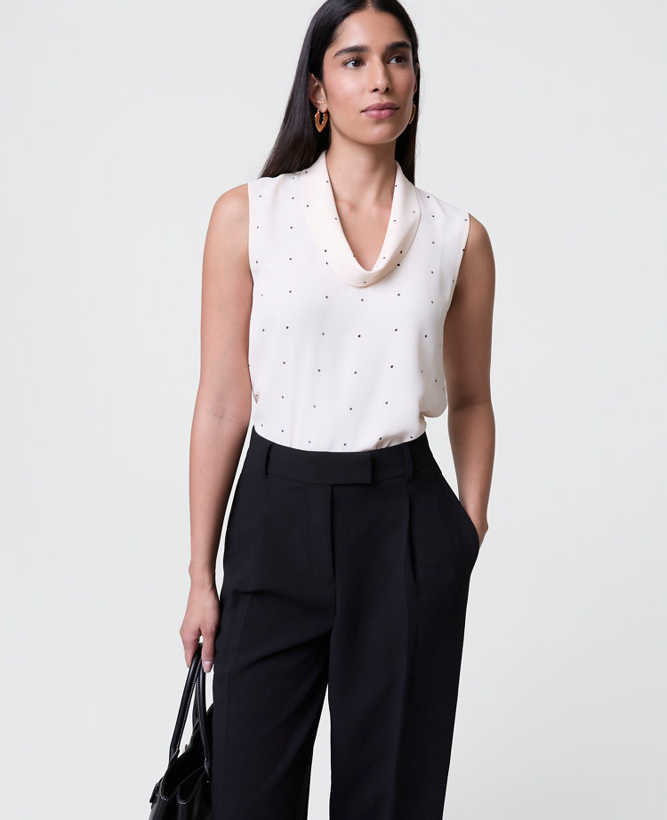 Petite Dotted Cowl Neck Top