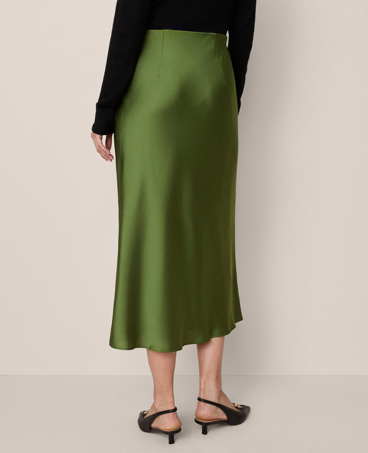 Satin Bias Midi Slip Skirt
