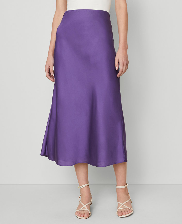 Satin Bias Midi Slip Skirt