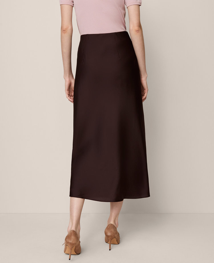 Satin Bias Midi Slip Skirt