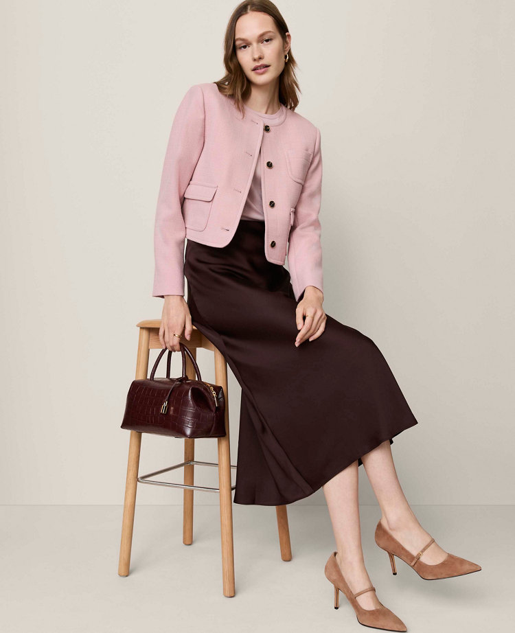 Satin Bias Midi Slip Skirt
