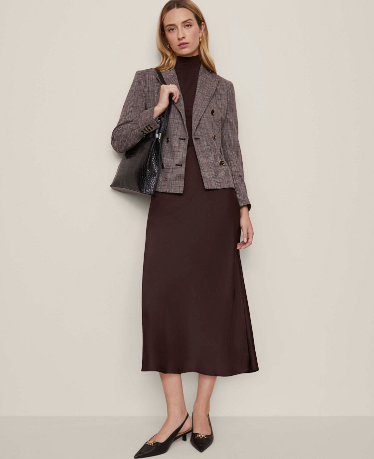 Satin Bias Midi Slip Skirt