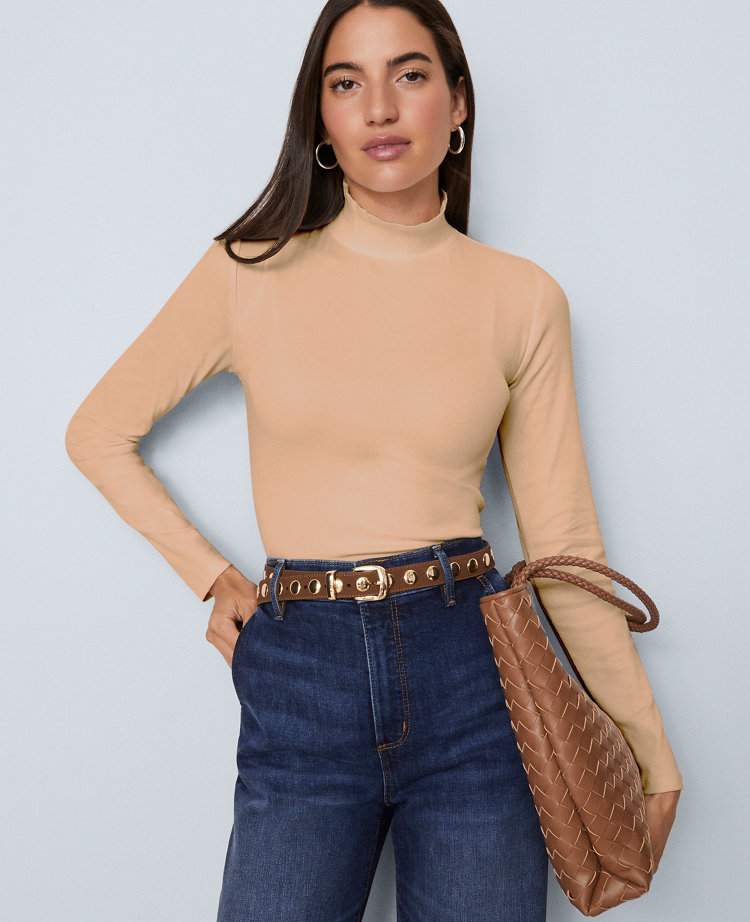 Weekend Collection Ruffle Mock Neck Top