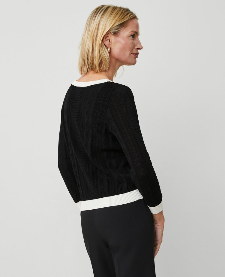 Petite Contrast Mixed Stitch Sweater