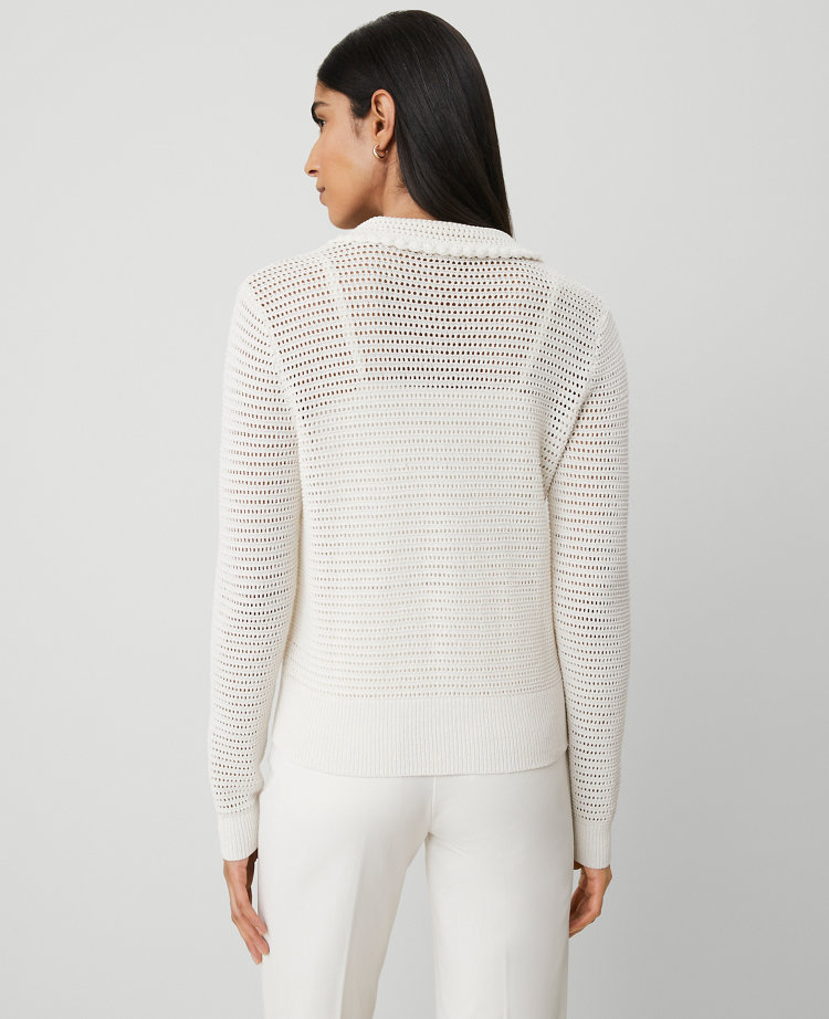 Petite Crochet-Collar Cardigan