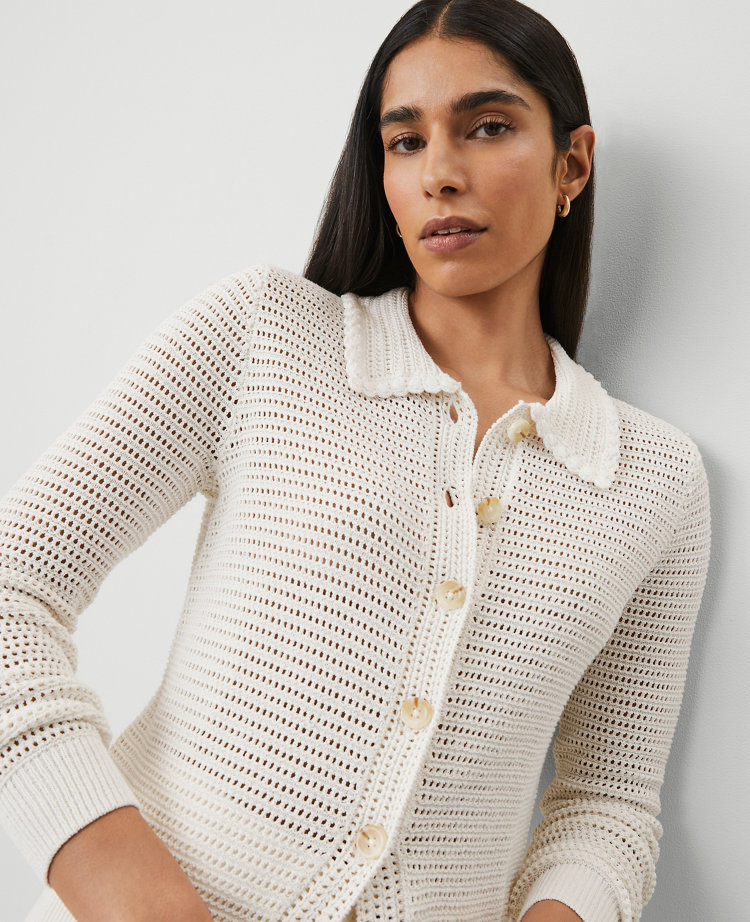 Petite Crochet-Collar Cardigan