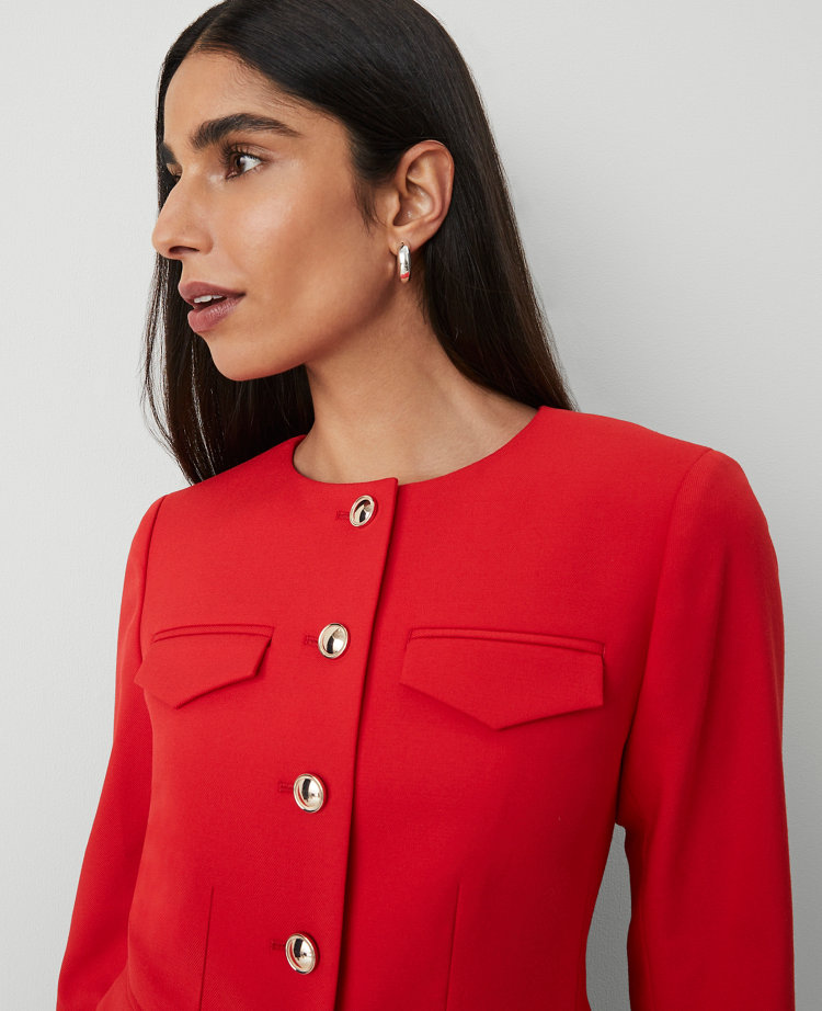 Petite Fitted Crew Neck Jacket