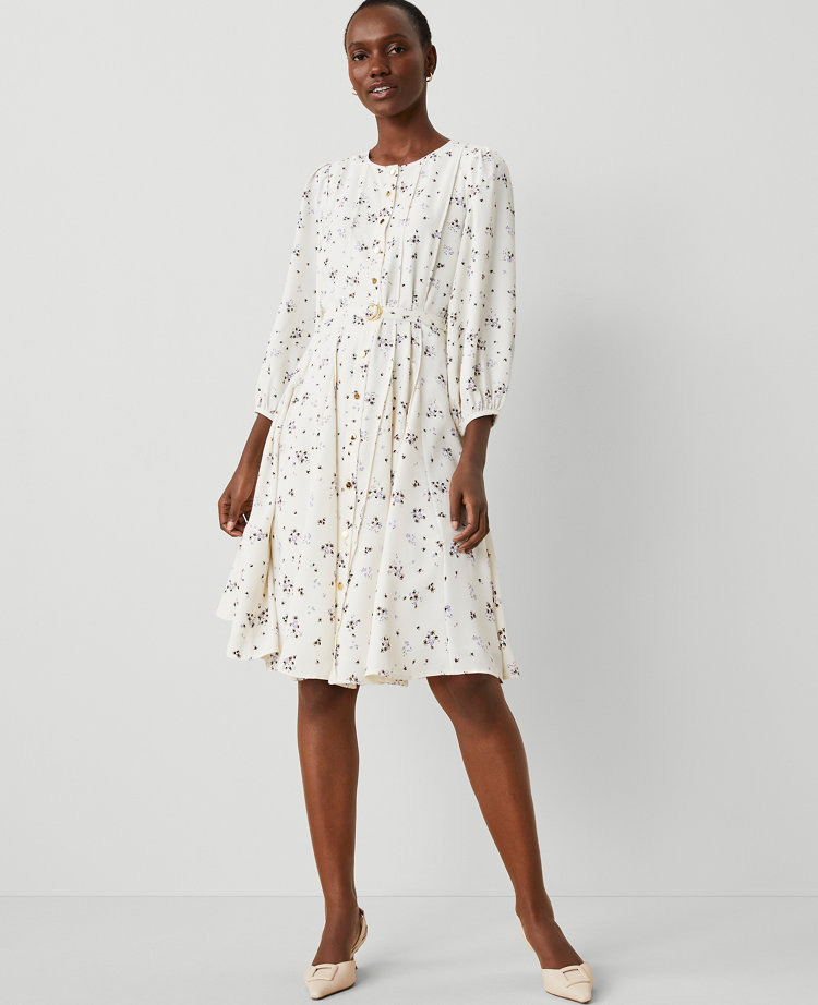 Floral Seamed Flare Dress