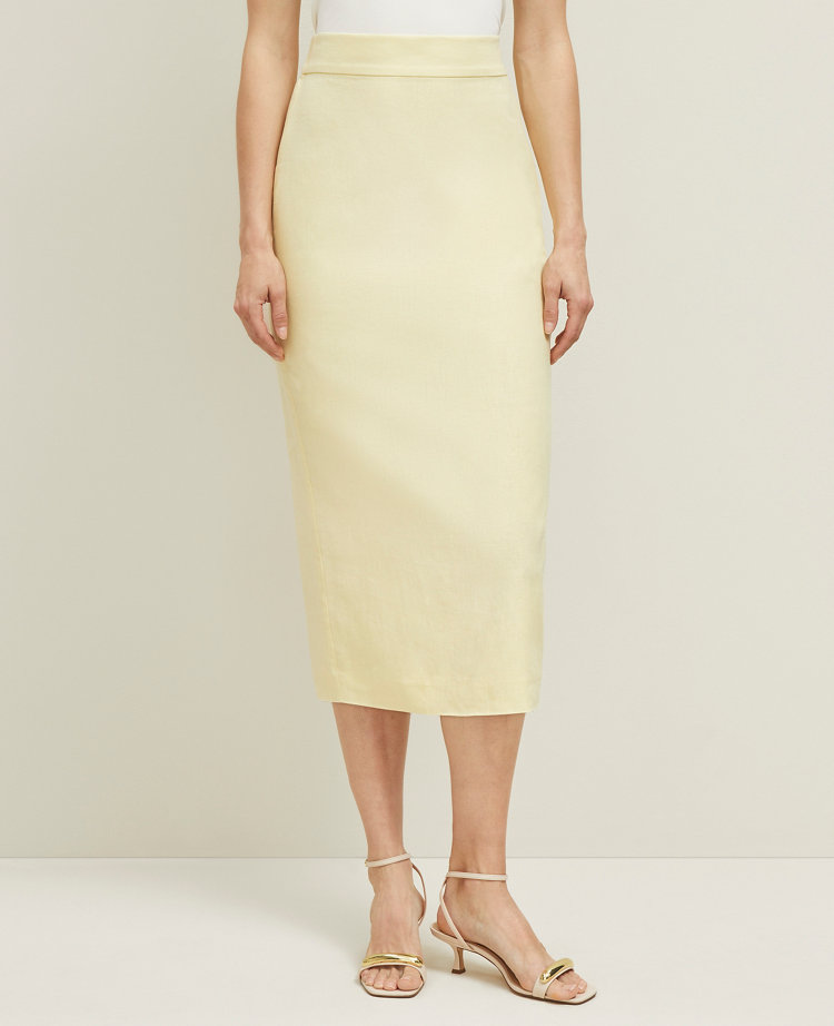 Petite Linen-Blend Midi Skirt