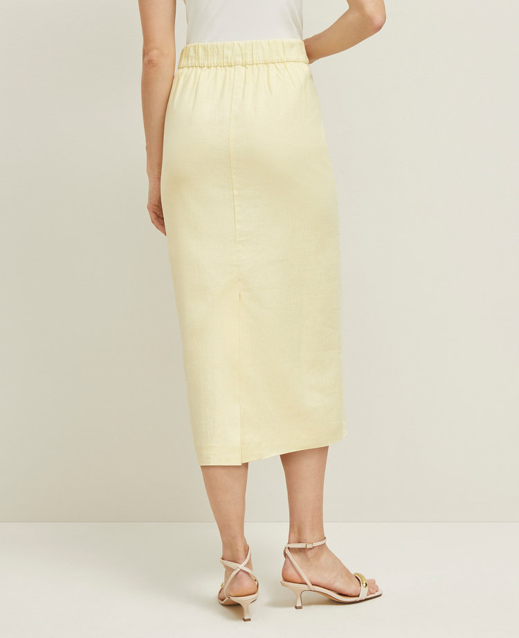 Petite Linen-Blend Midi Skirt