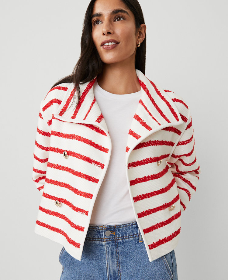 Petite Tweed Oversized Double-Breasted Jacket