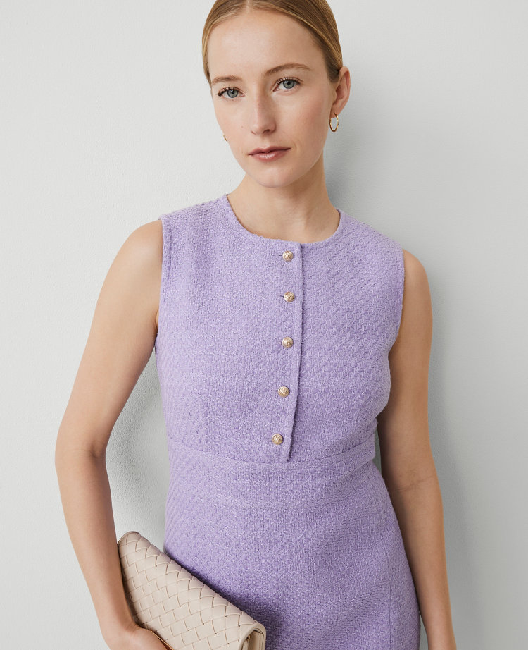 Petite Tweed Button Shift Dress carousel Product Image 3