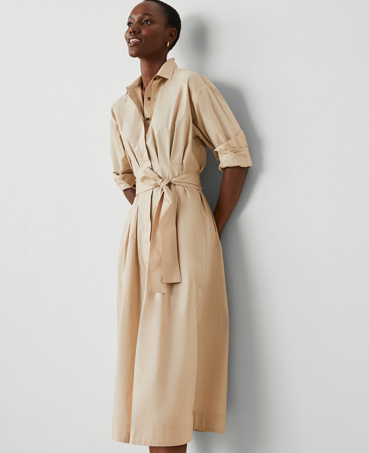Petite Pleated Midi Shirtdress