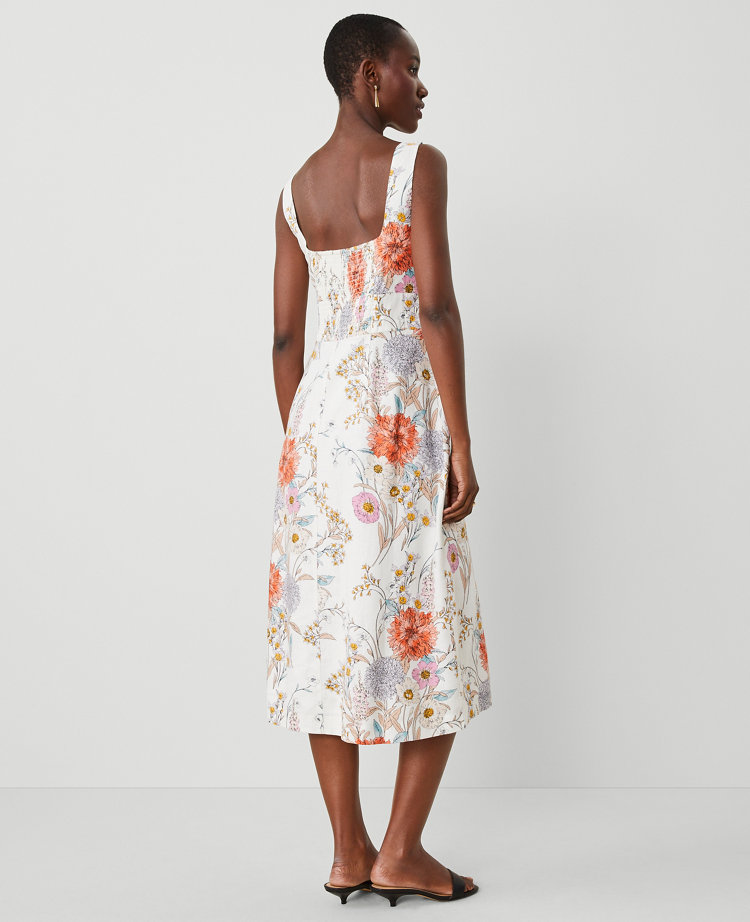 Petite Floral Linen Blend Dress