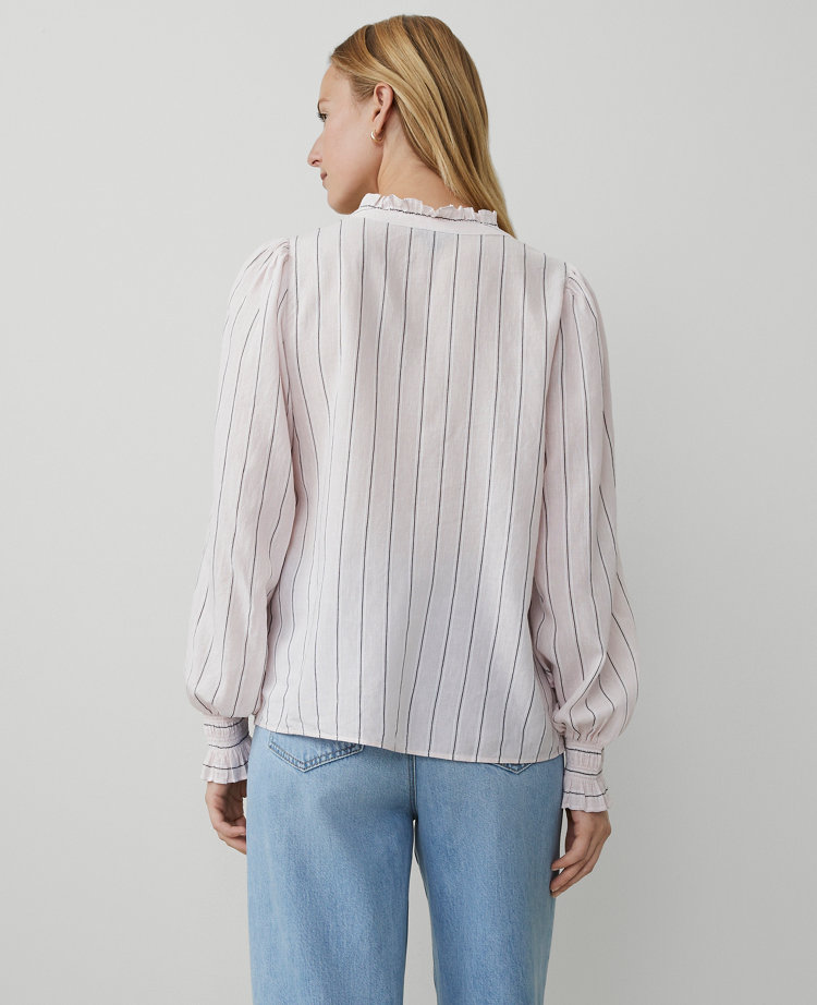 Tall Striped Cutout Smocked Cuff Blouse carousel Product Image 2