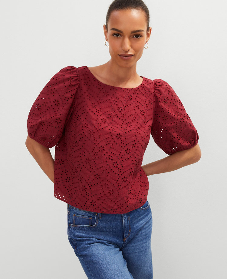 Eyelet Boatneck Popover
