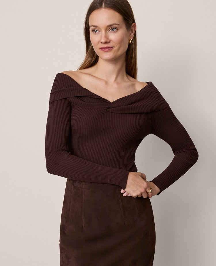 Twisted Off-The-Shoulder Sweater