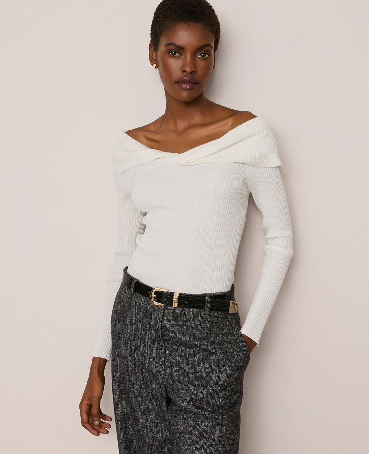 Twisted Off-The-Shoulder Sweater