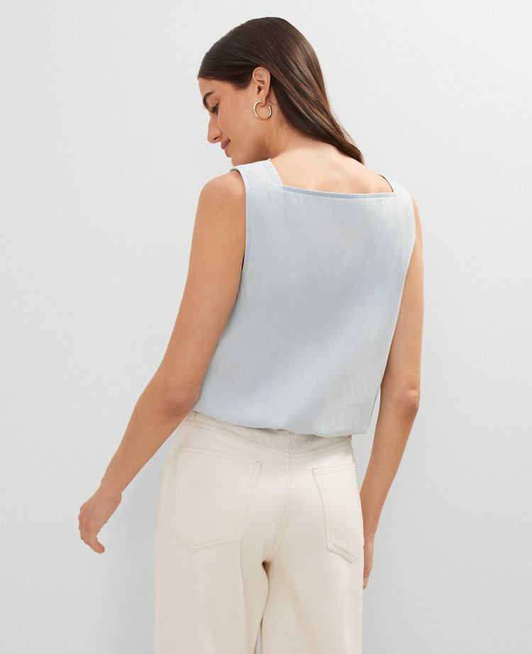 Weekend Collection Chambray Bubble Hem Top