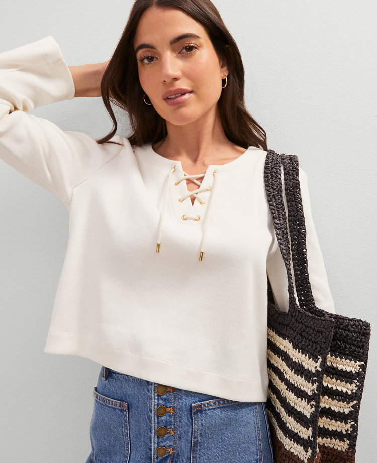 Petite Weekend Collection Lace-Up Top