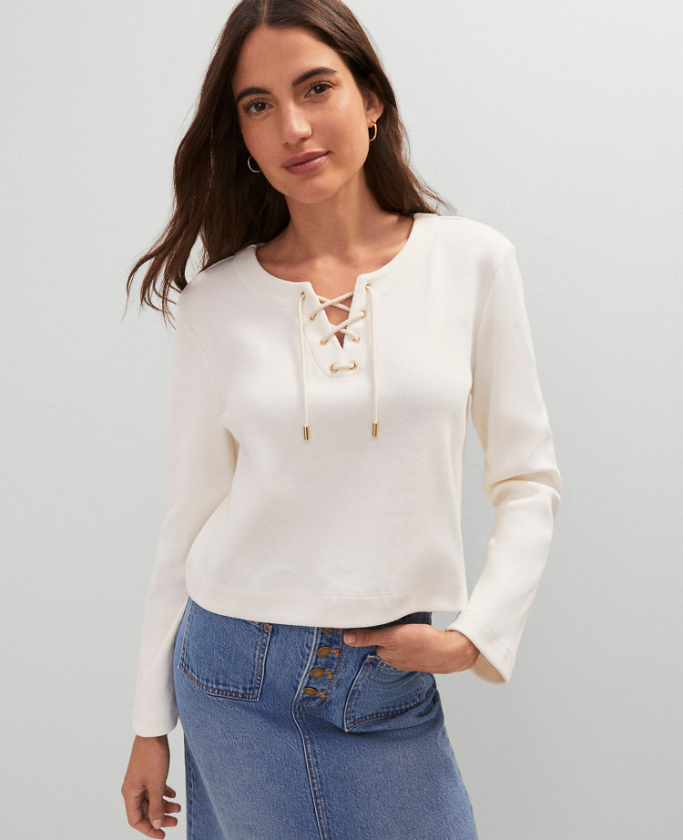 Petite Weekend Collection Lace-Up Top