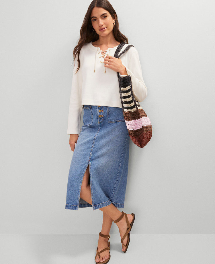 Petite Weekend Collection Lace-Up Top