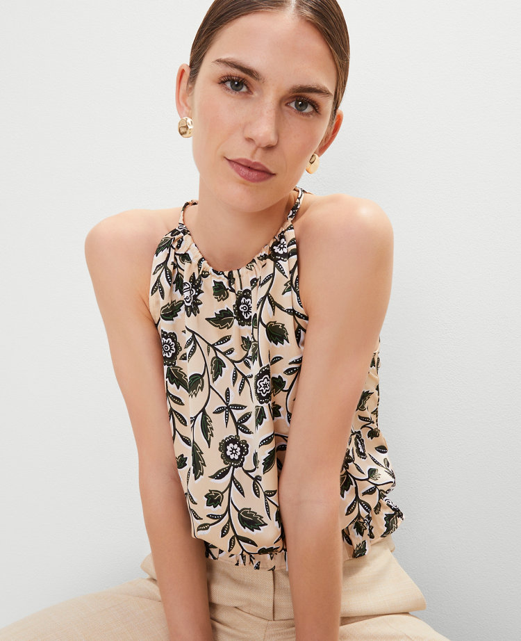 Floral Shirred Tank Top