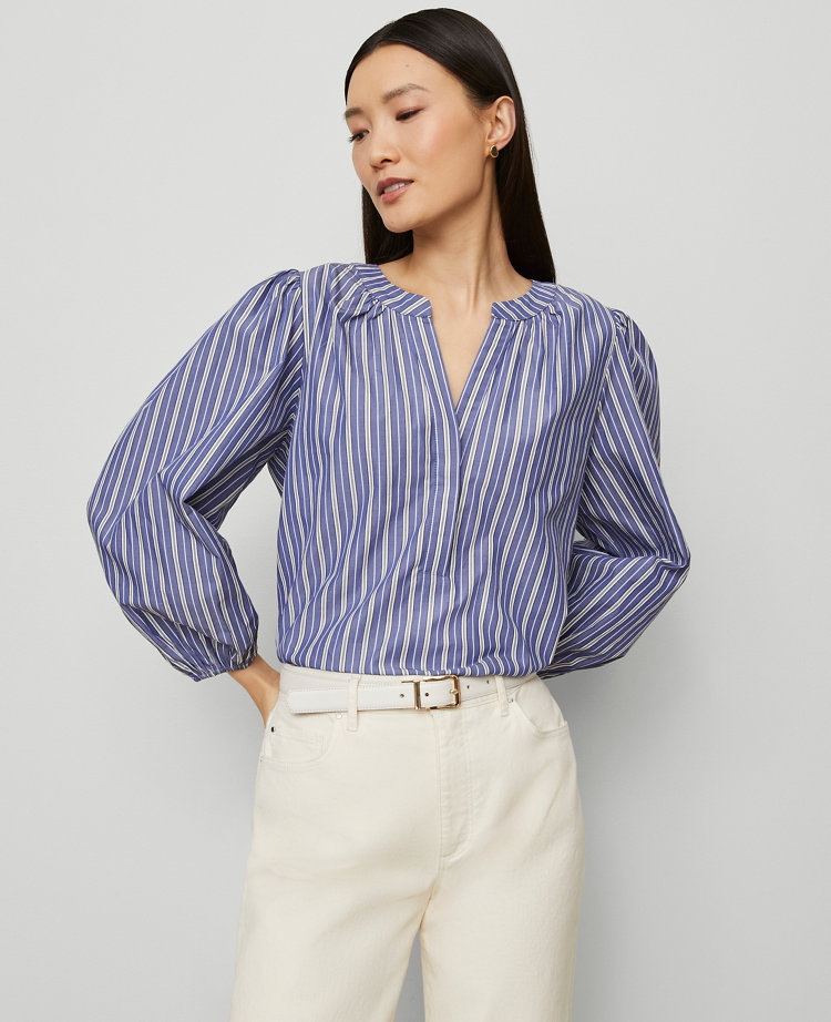 Striped Puff Sleeve Blouse