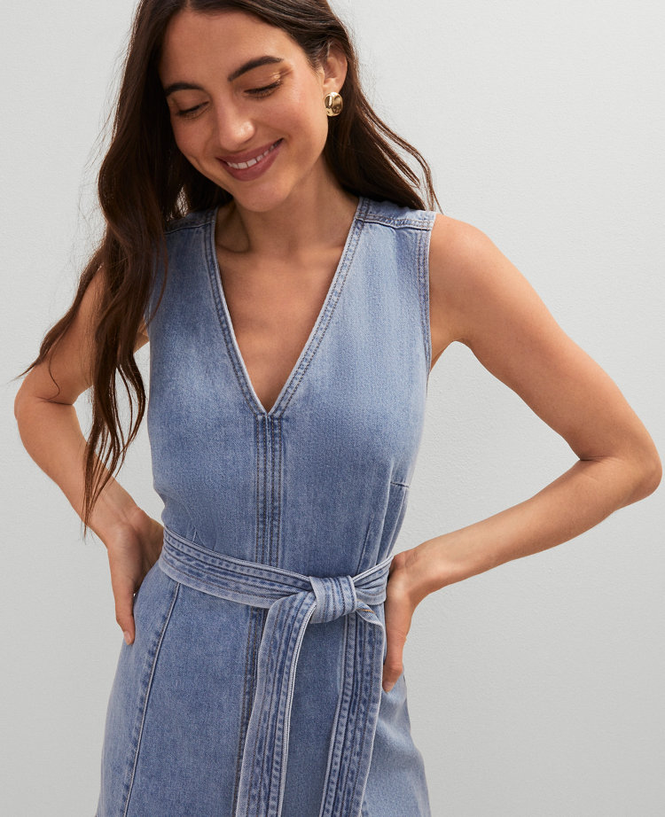 The Weekend Collection Petite Belted Flare Denim Dress