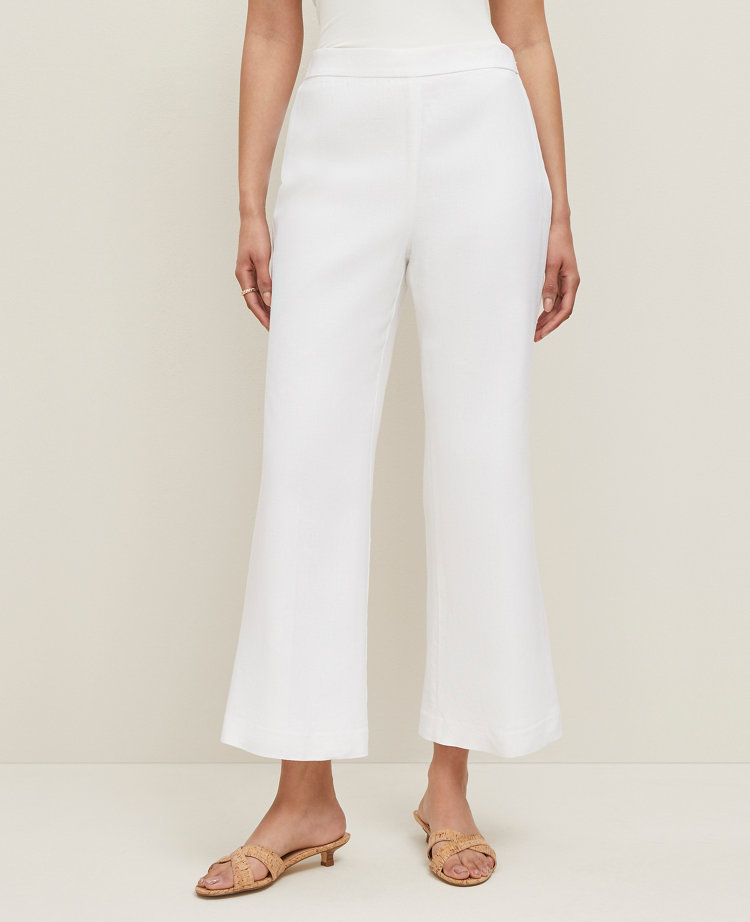 The Petite Flare Ankle Pant in Linen Blend — Curvy Fit