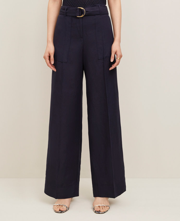 The Belted Wide-Leg Pant in Linen Blend — Curvy Fit