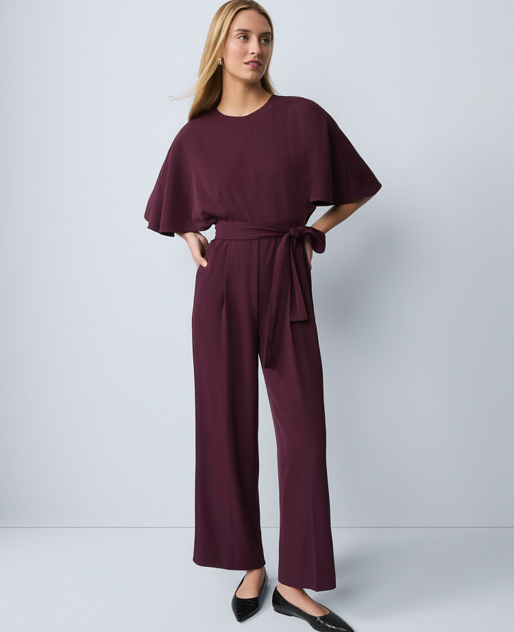 Belted Crew Neck Jumpsuit