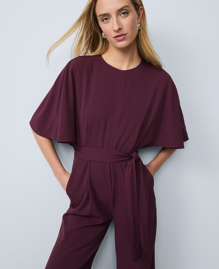 Belted Crew Neck Jumpsuit