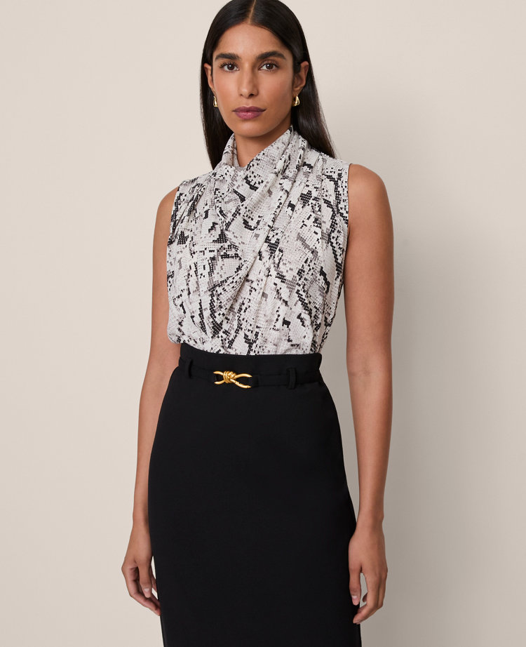 Snake Print Cowl Neck Blouse