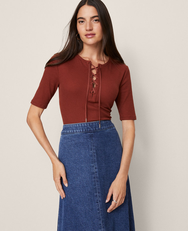 Ann Taylor Weekend Collection Lace-up Top