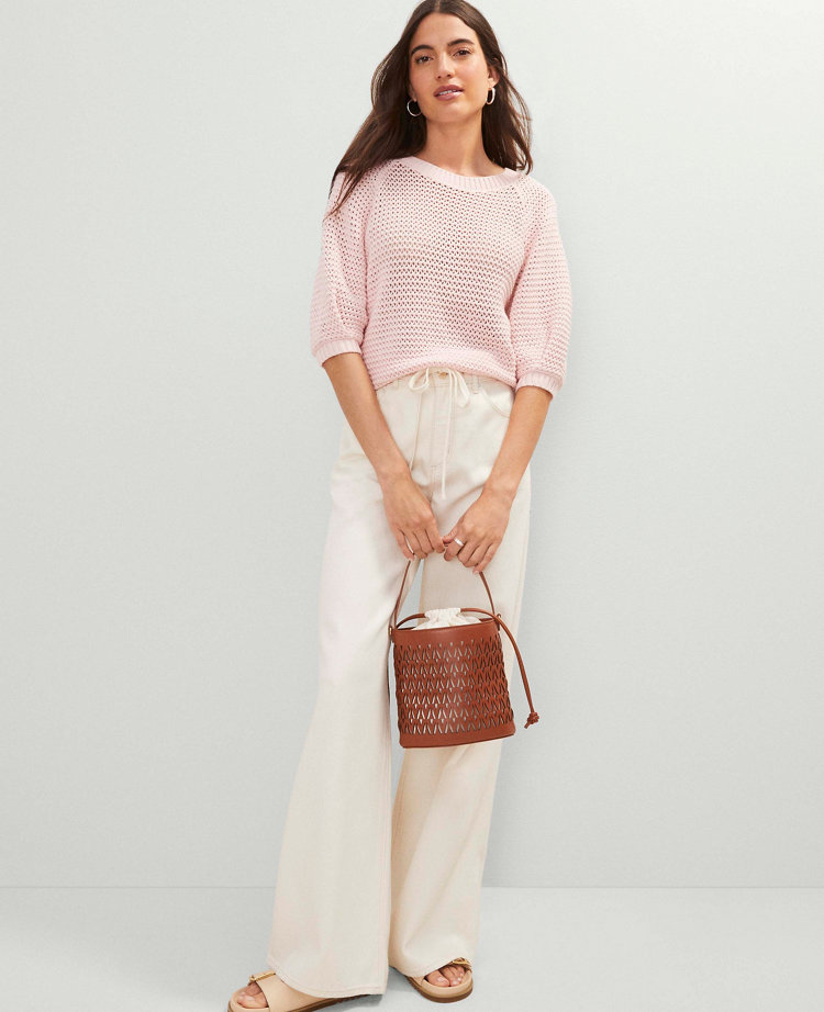 Weekend Collection Perforated Crossbody Bucket Bag