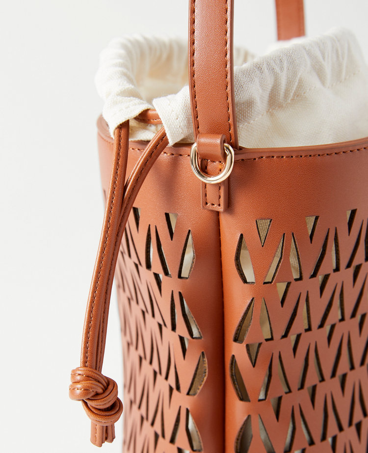 Weekend Collection Perforated Crossbody Bucket Bag