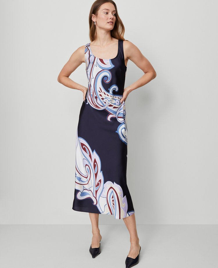 Paisley Satin Slip Dress