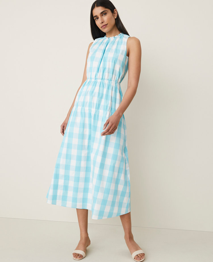 Petite Plaid Flare Midi Dress