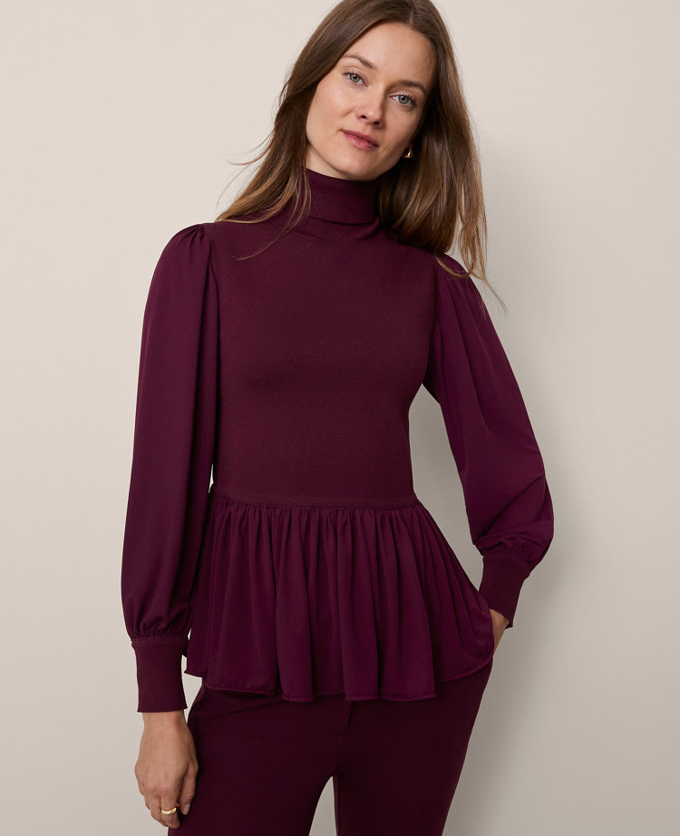 Mixed Media Turtleneck Sweater
