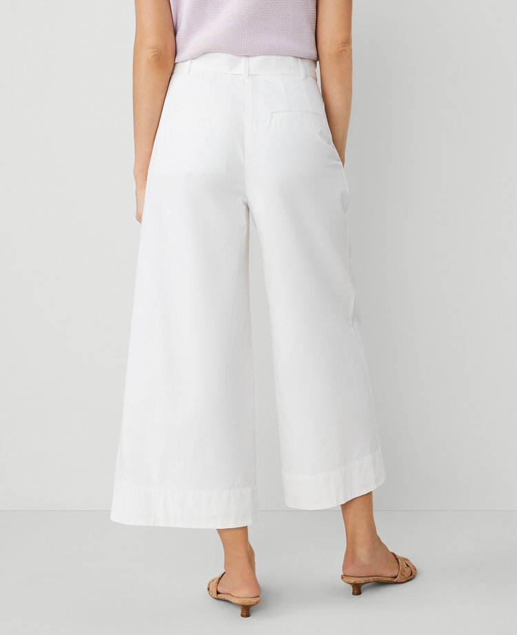 Ann Taylor The Petite Belted Cropped Palazzo Pant In White