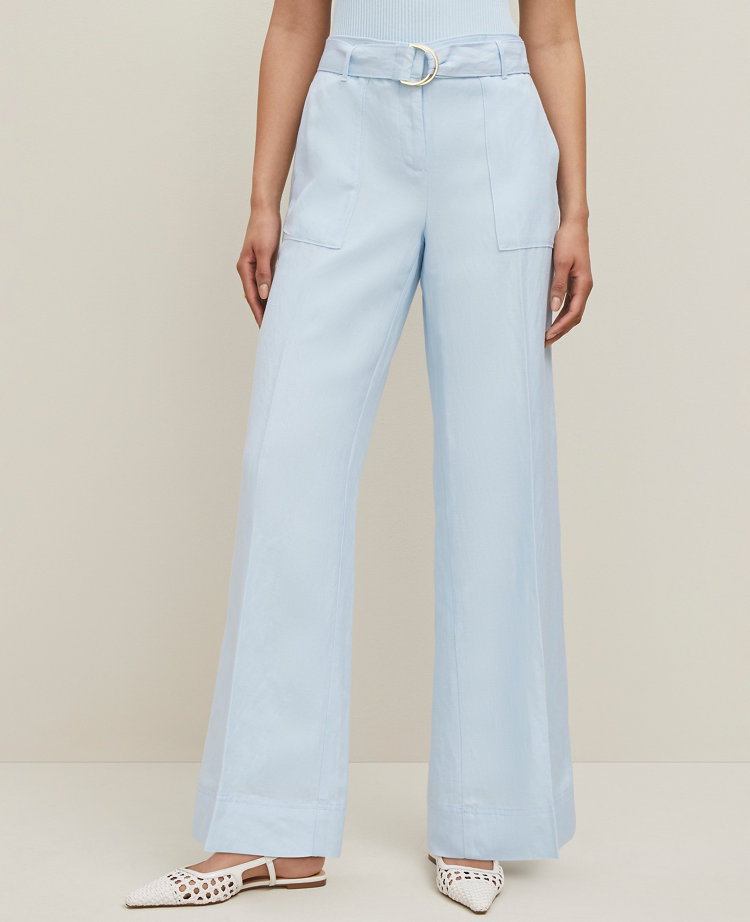 The Petite Belted Wide-Leg Pant in Linen Blend — Curvy Fit