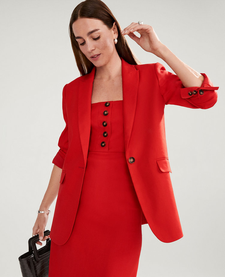 The Longline Blazer in Linen Twill