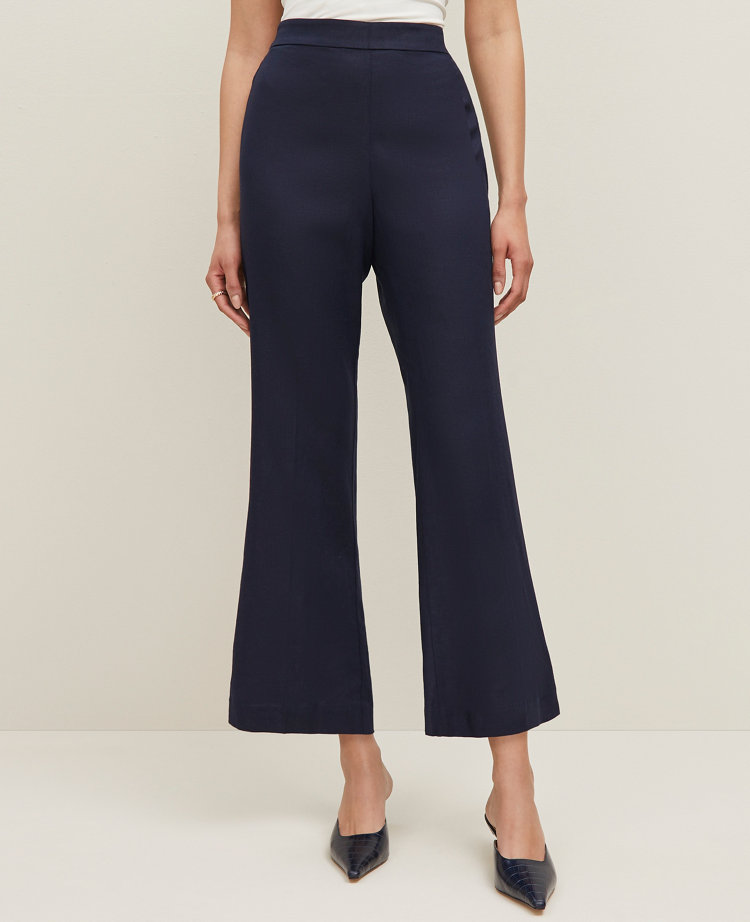 The Petite Flare Ankle Pant in Linen Blend — Curvy Fit