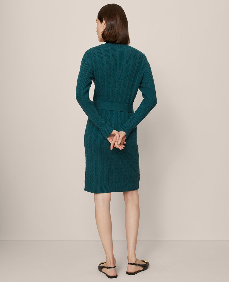 Belted Cable Sweater Dress