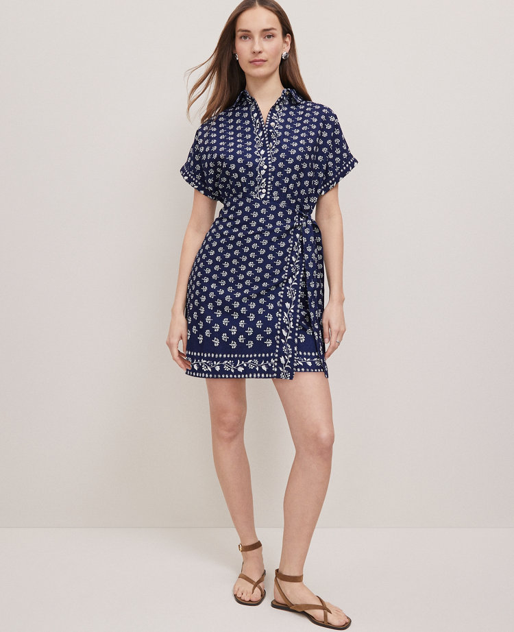 Petite Weekend Collection Petaled Wrap Shirtdress