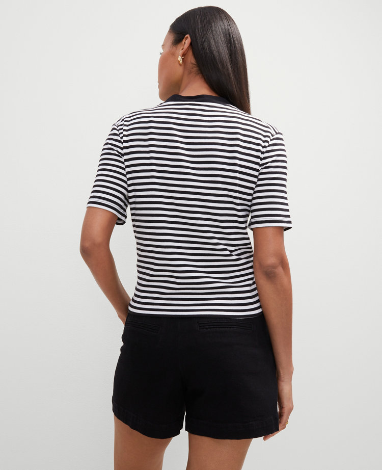 Petite Striped Short Sleeve Cardigan