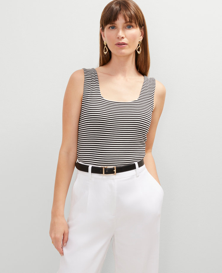 Striped Square Neck Tank Top