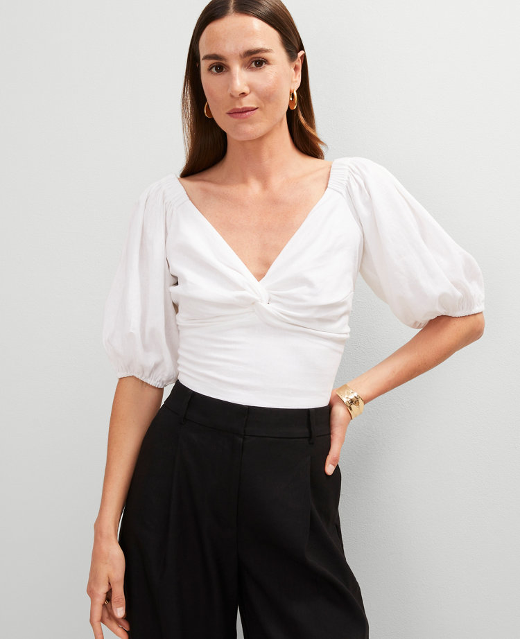 Petite Knotted Tie Back Blouse